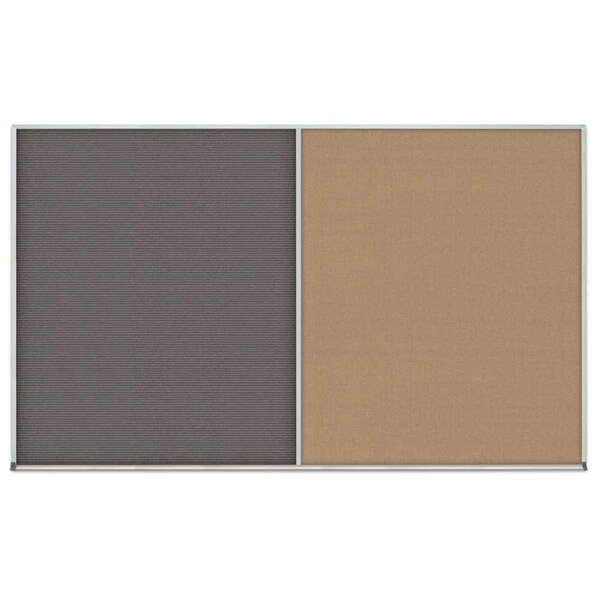 United Visual Products Double Door Radius Corkboard, 42"x32", Hea, UV70125RC-SATIN-FORBO UV70125RC-SATIN-FORBO - main